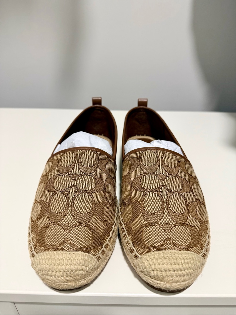 Original Coach Brown Signature Canvas Espadrille Flats